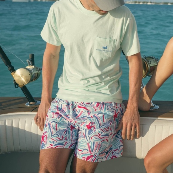 Men’s SOUTHERN MARSH Jubilee lined swim trunks- teal & pink. Size large - Picture 4 of 10